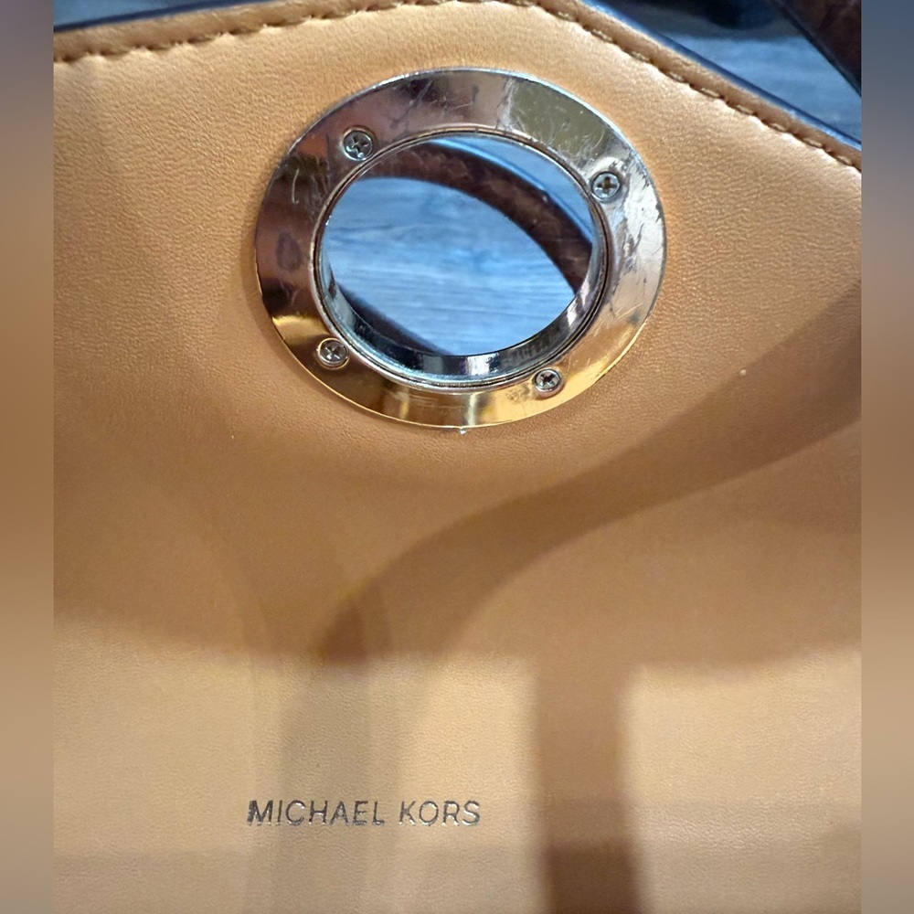 Michael Kors Carmen Small Flap Satchel Cider Multi Embossed Leather Bag - Picture 13 of 16
